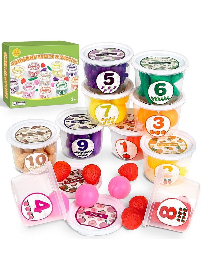 Dreamon Montessori Farmers Market Color Sorting Set, One To Ten Counting Cans With 55 Pieces Pretend Food Toy Early Fruit & Vegetables Identification, Fun Education Classroom Supplies Learning Toys - Image 1