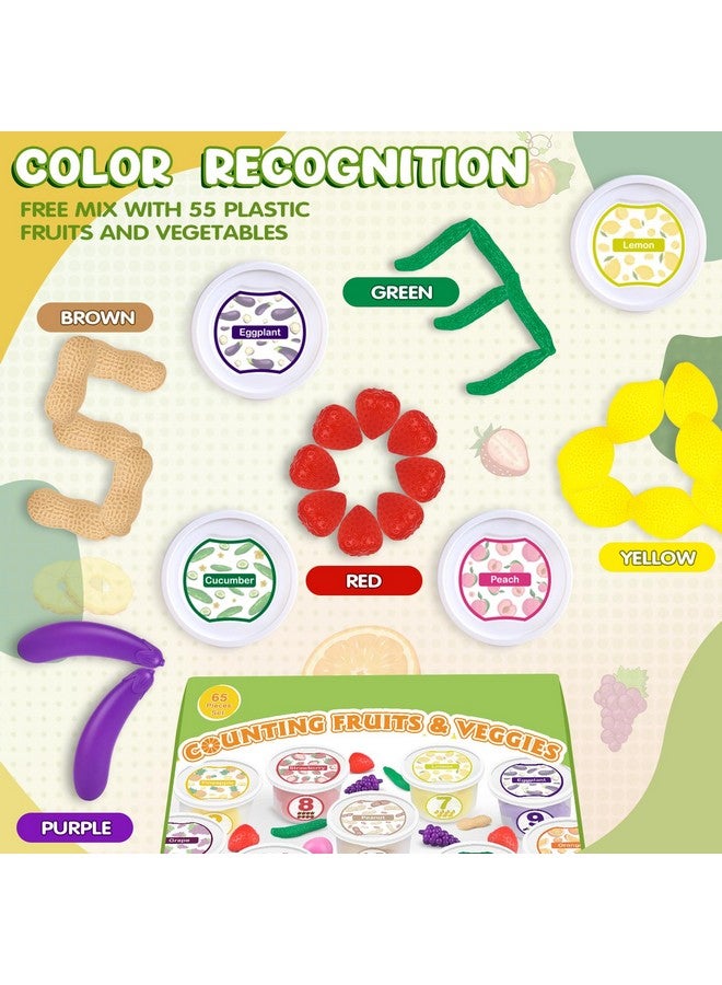 Dreamon Montessori Farmers Market Color Sorting Set, One To Ten Counting Cans With 55 Pieces Pretend Food Toy Early Fruit & Vegetables Identification, Fun Education Classroom Supplies Learning Toys - Image 5