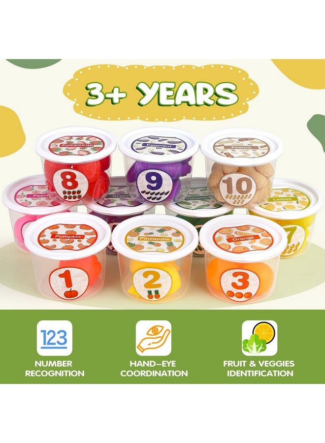 Dreamon Montessori Farmers Market Color Sorting Set, One To Ten Counting Cans With 55 Pieces Pretend Food Toy Early Fruit & Vegetables Identification, Fun Education Classroom Supplies Learning Toys - Image 4