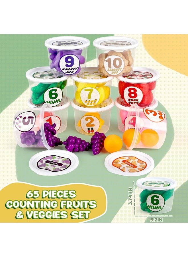 Dreamon Montessori Farmers Market Color Sorting Set, One To Ten Counting Cans With 55 Pieces Pretend Food Toy Early Fruit & Vegetables Identification, Fun Education Classroom Supplies Learning Toys - Image 3