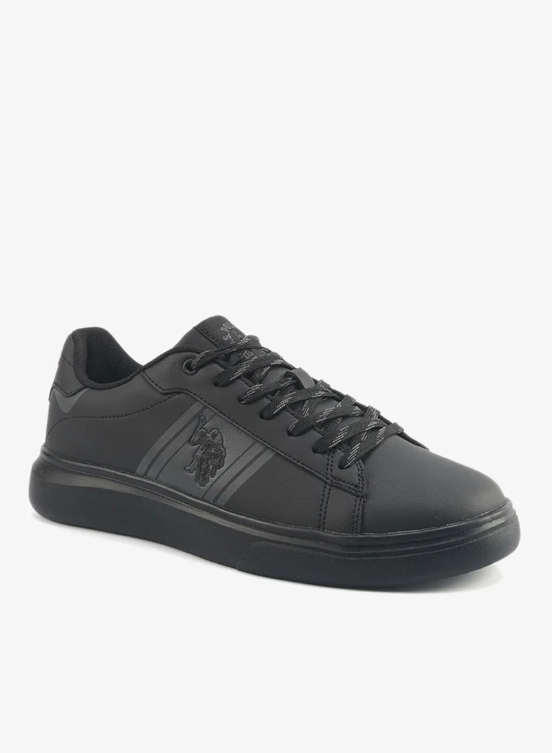 U.S. Polo Assn. black Men's Black Sneakers with Bold Side Logo Shoes - Sporty Striped Design Shoes for Effortless Everyday Styling for Men | Best Price UAE