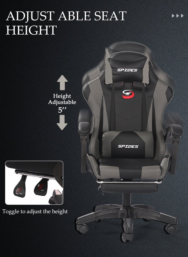 Spides Ergonomic Gaming Chair with Footrest Computer Gaming Chair Height Adjustable Video Game Chairs Ergonomic High Back Gaming Chairs with Neck Pillow and Headrest 360° Rotation with Neck and Lumbar Support for Office Home  - Image 5