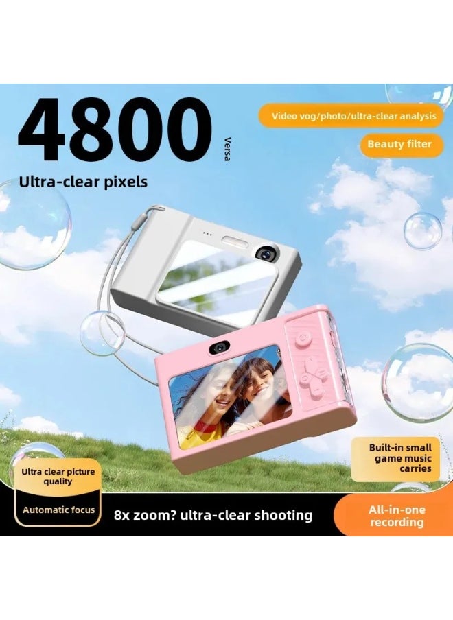 Generic High-Resolution Digital Camera Student Vintage CCD Travel Photography Entry-Level Campus Card Camera Off-Road Gear-Body Color:Y200 Pink-camera With Mirror-music Listening  - Image 2