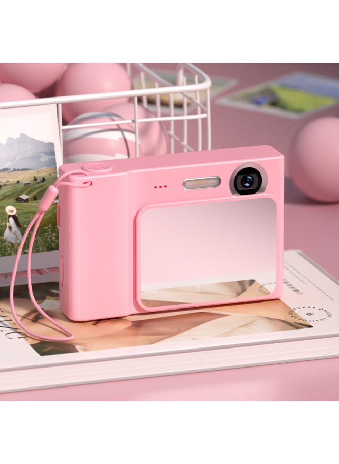 Generic High-Resolution Digital Camera Student Vintage CCD Travel Photography Entry-Level Campus Card Camera Off-Road Gear-Body Color:Y200 Pink-camera With Mirror-music Listening  - Image 1