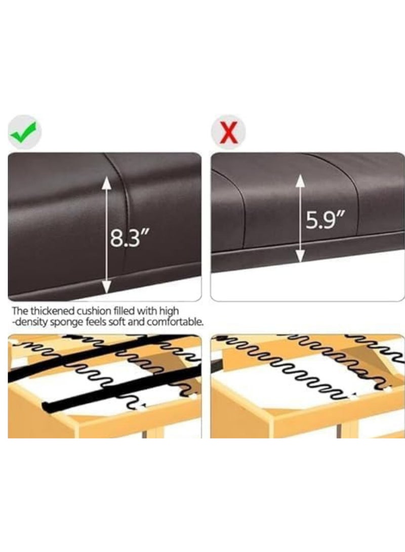 KUSTOMDECO Convertible Faux Leather Sofa Cum Bed Modern 3-Seater Recliner with Adjustable Backrest  Dark Brown Sleeper Couch with Pillows for Living Room, Apartment, or Guest Room - Image 4