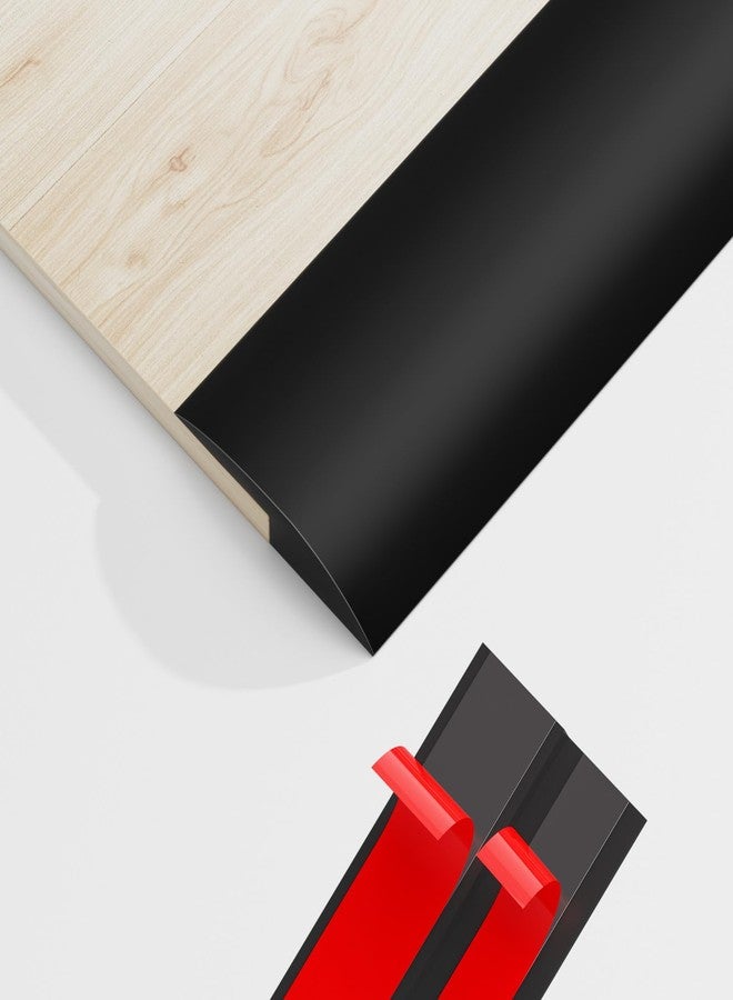 PATTENGO Floor Transition Strip Vinyl Door Threshold Ramps for Doorways, Self Adhesive Carpet Edge Trim - Rubber Threshold Strip, Wheelchair Ramp, Floor Trim Strip, Heights Within 5MM (118 inches, Black) - Image 1