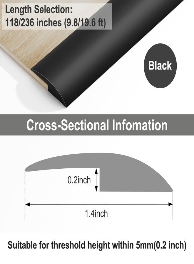 PATTENGO Floor Transition Strip Vinyl Door Threshold Ramps for Doorways, Self Adhesive Carpet Edge Trim - Rubber Threshold Strip, Wheelchair Ramp, Floor Trim Strip, Heights Within 5MM (118 inches, Black) - Image 3