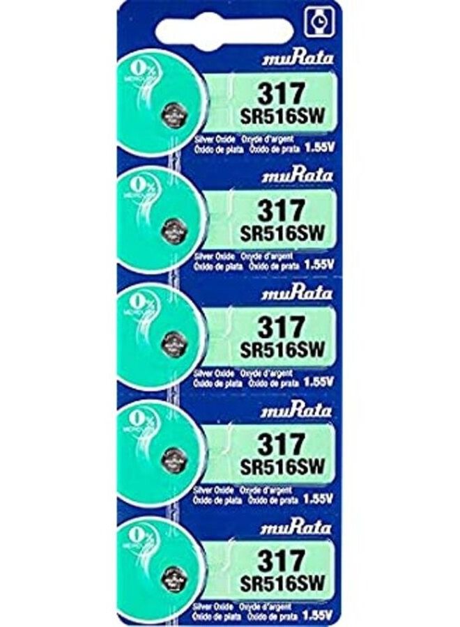 muRATA 5-Pieces Murata SR516SW / 317 Silver Oxide 1.55V (muRata) Japan Batteries - Image 1