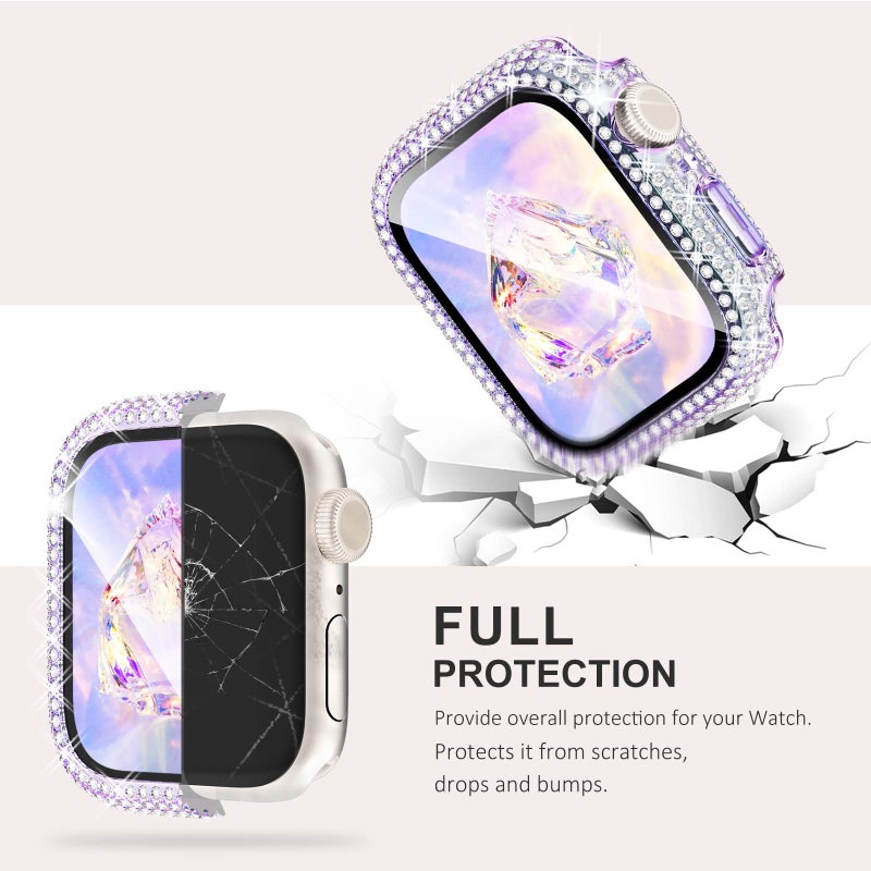 KADES 3-Pack Bling Cases Compatible with Apple Watch Case 38mm Full Diamond with Built-in Screen Protector for Apple Watch Series 3 2 1 (38mm, Pink/Iridescent/Clear) - Image 4