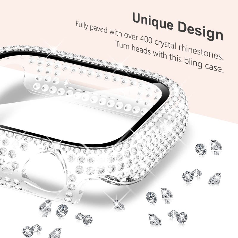 KADES 3-Pack Bling Cases Compatible with Apple Watch Case 38mm Full Diamond with Built-in Screen Protector for Apple Watch Series 3 2 1 (38mm, Pink/Iridescent/Clear) - Image 5