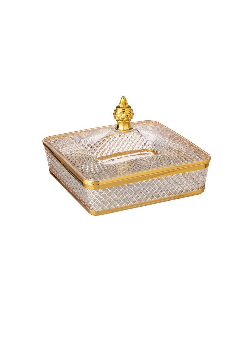 Bin Shihon Acrylic sweets and nuts box with golden decor - Image 2