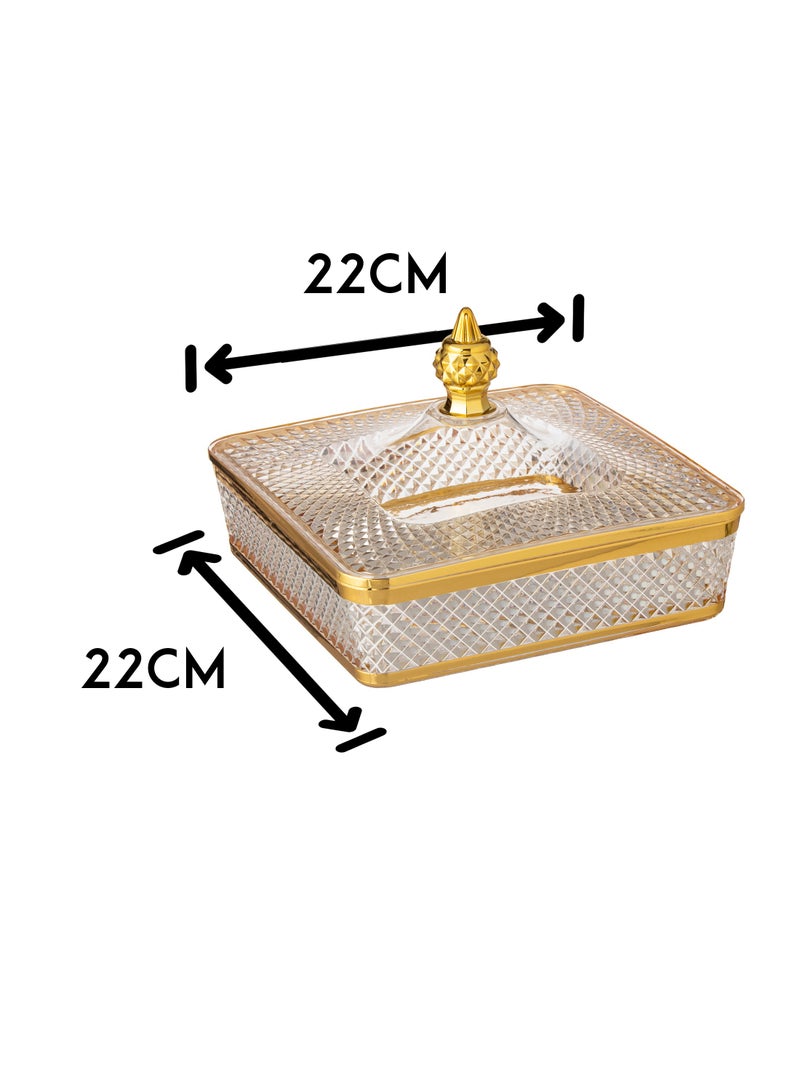 Bin Shihon Acrylic sweets and nuts box with golden decor - Image 4