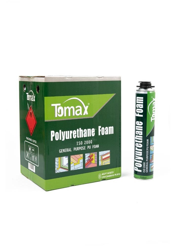 TOMAX - TOMAX PU Foam Spray 750ml – Expanding Polyurethane Sealant for Gaps, Cracks & Insulation - Image 1