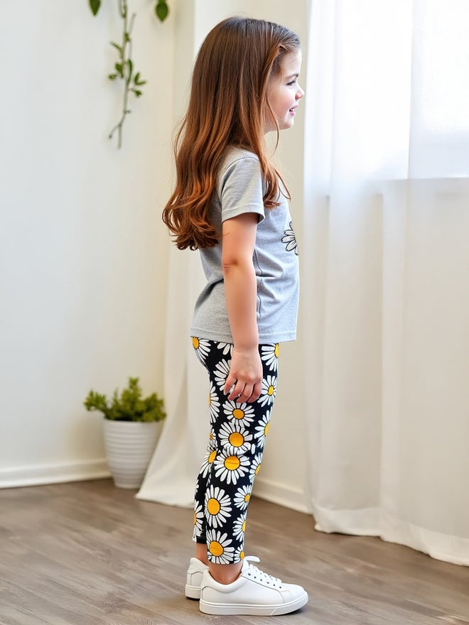 Styli Styli Kids 2pcs Graphic Print Short Sleeve T-Shirt and Flora Print Leggings - Image 4