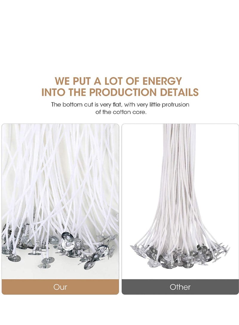 Excefore 200 PCS Cotton Candle Wicks for Candle Making, 6 Inch and 8 Inch Long, Candle Wicks for Soy Wax with 200 PCS Candle Wick Stickers, 1PCS Centering Device, Candle Making Kit - Image 3
