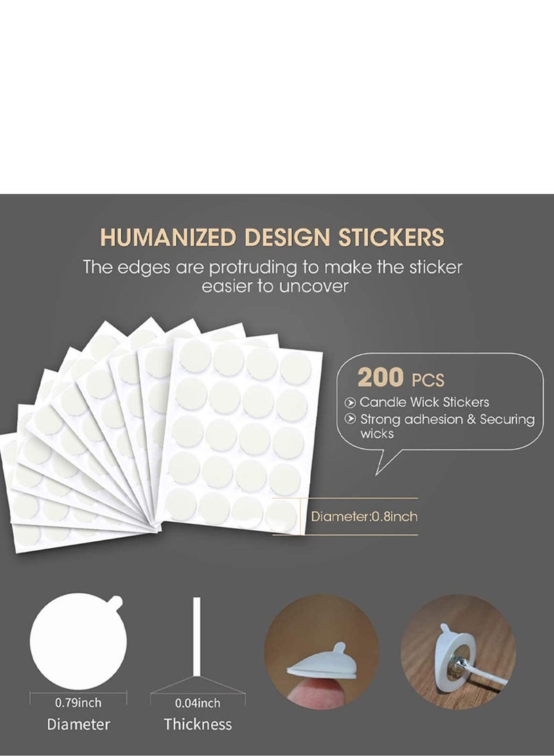 Excefore 200 PCS Cotton Candle Wicks for Candle Making, 6 Inch and 8 Inch Long, Candle Wicks for Soy Wax with 200 PCS Candle Wick Stickers, 1PCS Centering Device, Candle Making Kit - Image 5