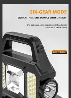 GROIC Solar Handheld Flashlight with USB Emergency Power Bank, 6 Modes Rechargeable Multifunction Lights Super Bright LED Searchlight, Lightweight Waterproof Portable for Fishing Outdoor Camping  - Image 4
