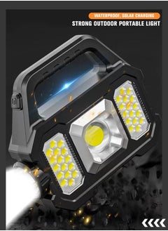 GROIC Solar Handheld Flashlight with USB Emergency Power Bank, 6 Modes Rechargeable Multifunction Lights Super Bright LED Searchlight, Lightweight Waterproof Portable for Fishing Outdoor Camping  - Image 2