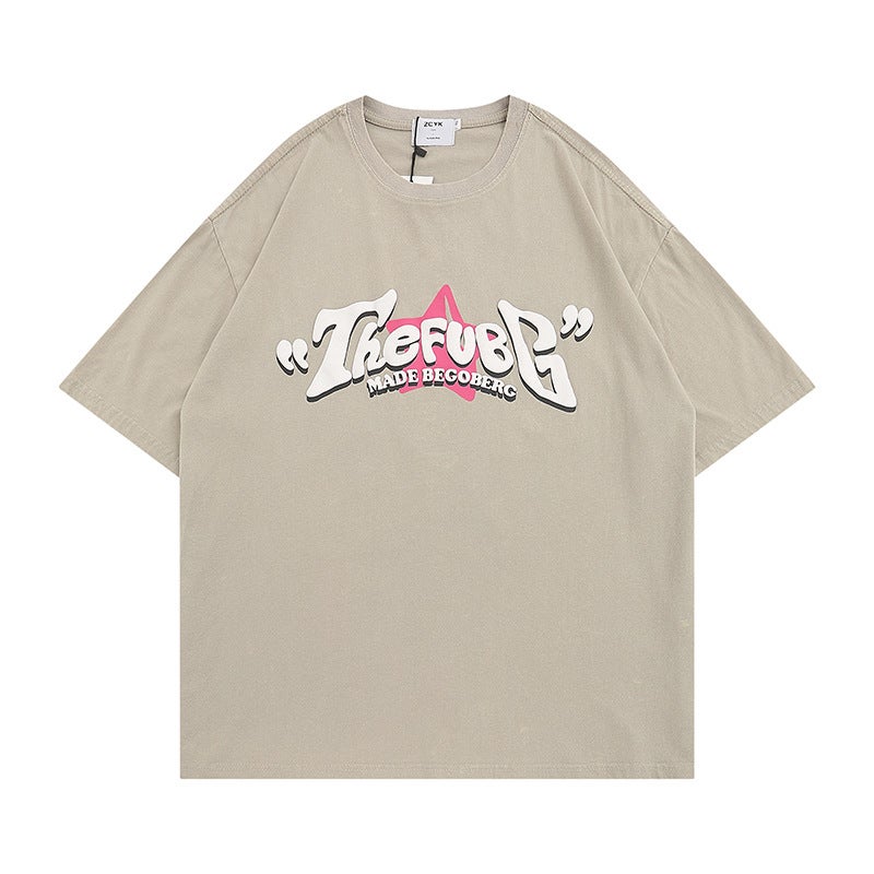 YPRS Men's American vintage High Street Fashion Brand Short-sleeved T-shirt oversize Niche Design Sense Short-sleeved Men and Women - Image 1