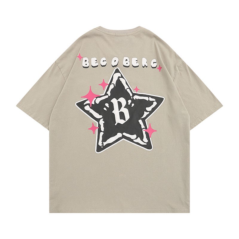 YPRS Men's American vintage High Street Fashion Brand Short-sleeved T-shirt oversize Niche Design Sense Short-sleeved Men and Women - Image 4