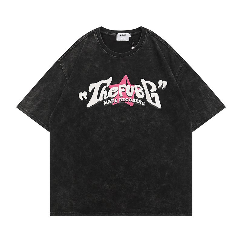 YPRS Men's American vintage High Street Fashion Brand Short-sleeved T-shirt oversize Niche Design Sense Short-sleeved Men and Women - Image 3