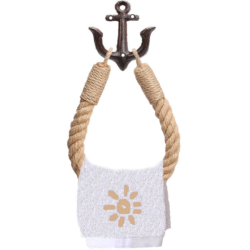 Amerla Nautical Anchor Toilet Paper Holder Rustic Industrial WallMounted Towel Ring with Metal Hook for Bathroom Decor Black