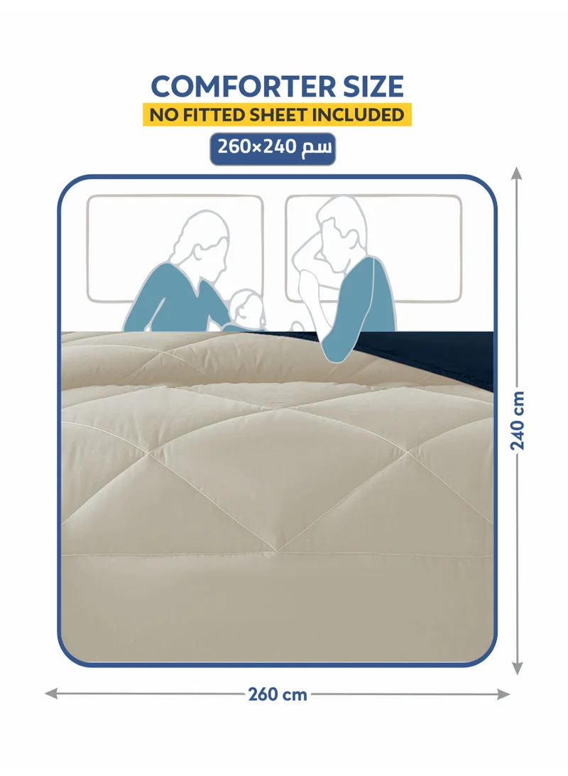 Donetella Bedding Comforter Set, King Size 260x240 cm - 3-Pcs Solid Quilted Bed Set, Microfiber Fabric - 1 Comforter And 2 Pillow Shams