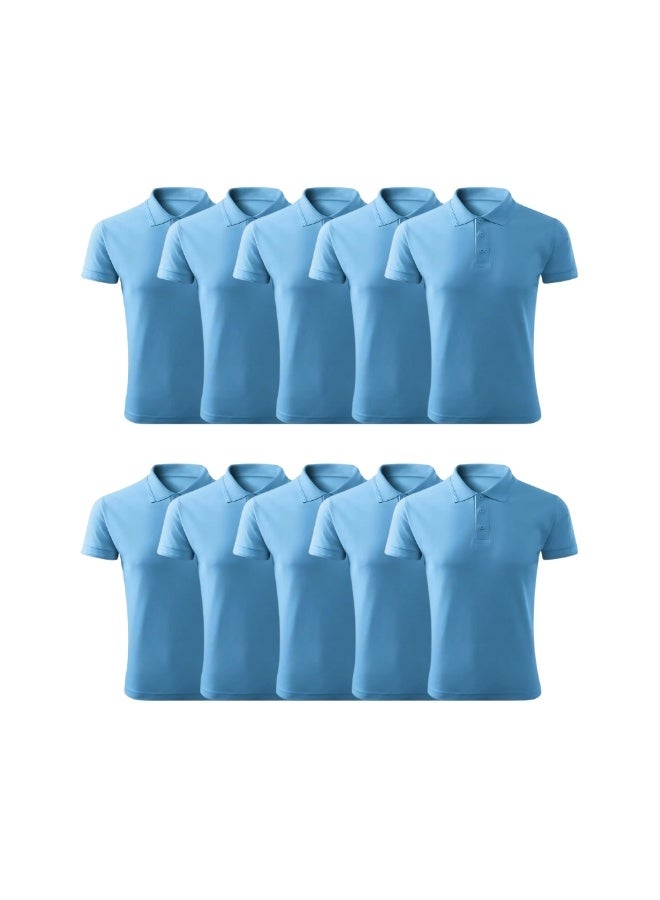 PRINTSHOP4ME Pack of 10 Pcs Men's Regular-Fit Golf Polo T-shirt Pure Cotton Short Sleeve 220 GSM Basic Colors - Image 1