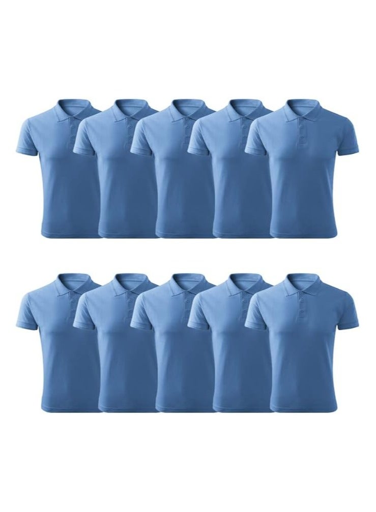 PRINTSHOP4ME Pack of 10 Pcs Men's Regular-Fit Golf Polo T-shirt Pure Cotton Short Sleeve 220 GSM Basic Colors  - Image 1