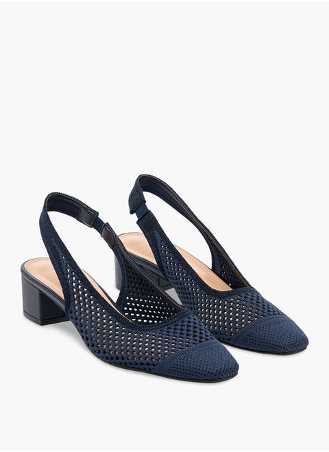 Women's Textured Slingback Shoes with Block Heels