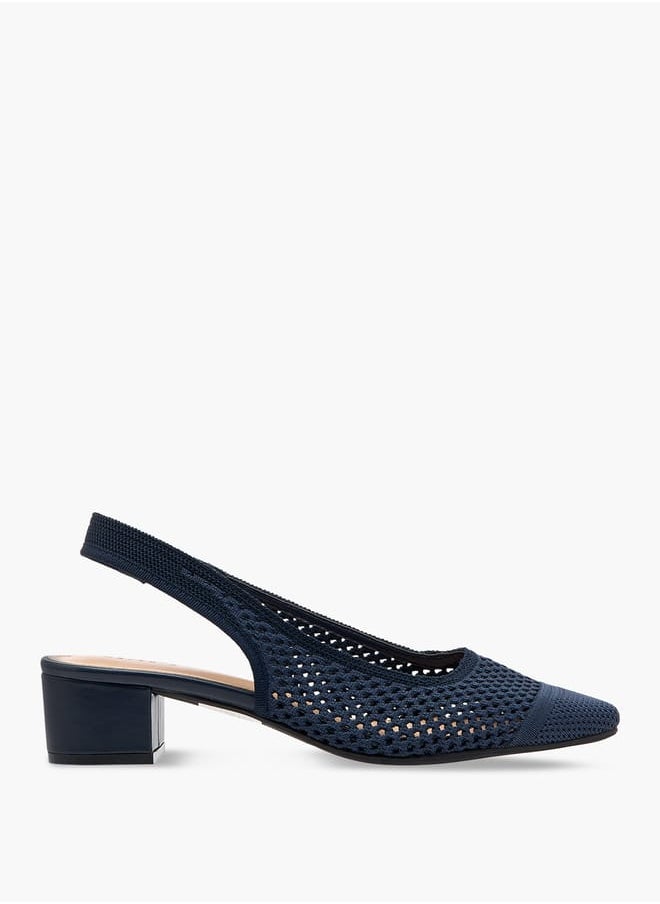 Women's Textured Slingback Shoes with Block Heels