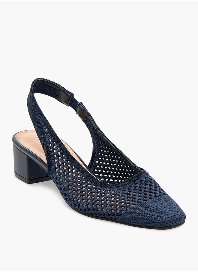 Women's Textured Slingback Shoes with Block Heels