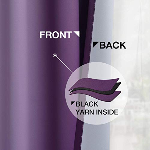Yakamok Purple and Greyish White Rod Pocket Ombre Curtains, Light Blocking Gradient Color Curtains, Room Darkening Thermal Insulated Window Drapes for Living Room/Bedroom(2 Panels, 52W x 84L Inch) - Image 4