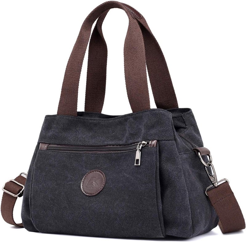 DOURR Store Hobo Handbags Canvas Crossbody Bags for Women, Multi Compartment Tote Purse Medium Satchel - Image 1
