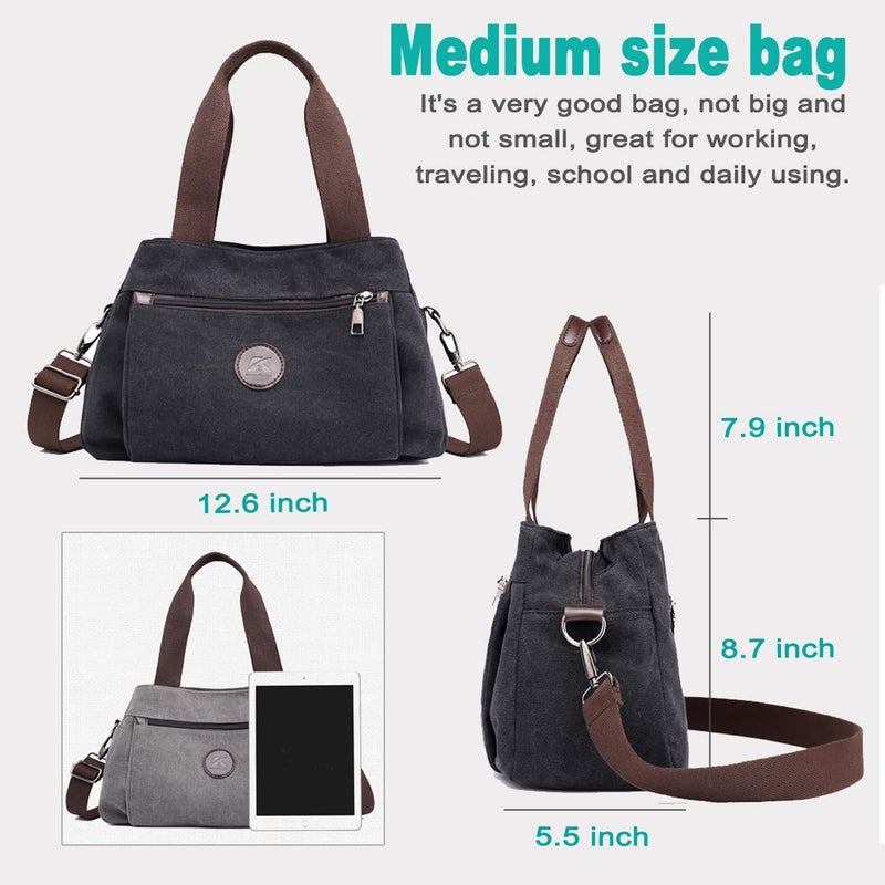 DOURR Store Hobo Handbags Canvas Crossbody Bags for Women, Multi Compartment Tote Purse Medium Satchel - Image 5