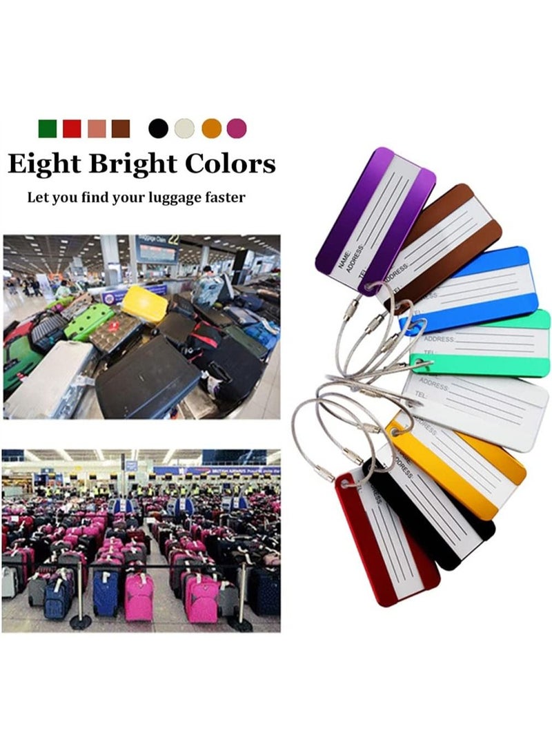 SYOSI Luggage Tags, Aluminium Alloy Suitcase Tags, Travel Labels Set with Steel Loop and ID for Luggage, Baggage Handbag School Bag Suitcase Instrument Tag Label, Baggage Identifier (8 Pack) - Image 2