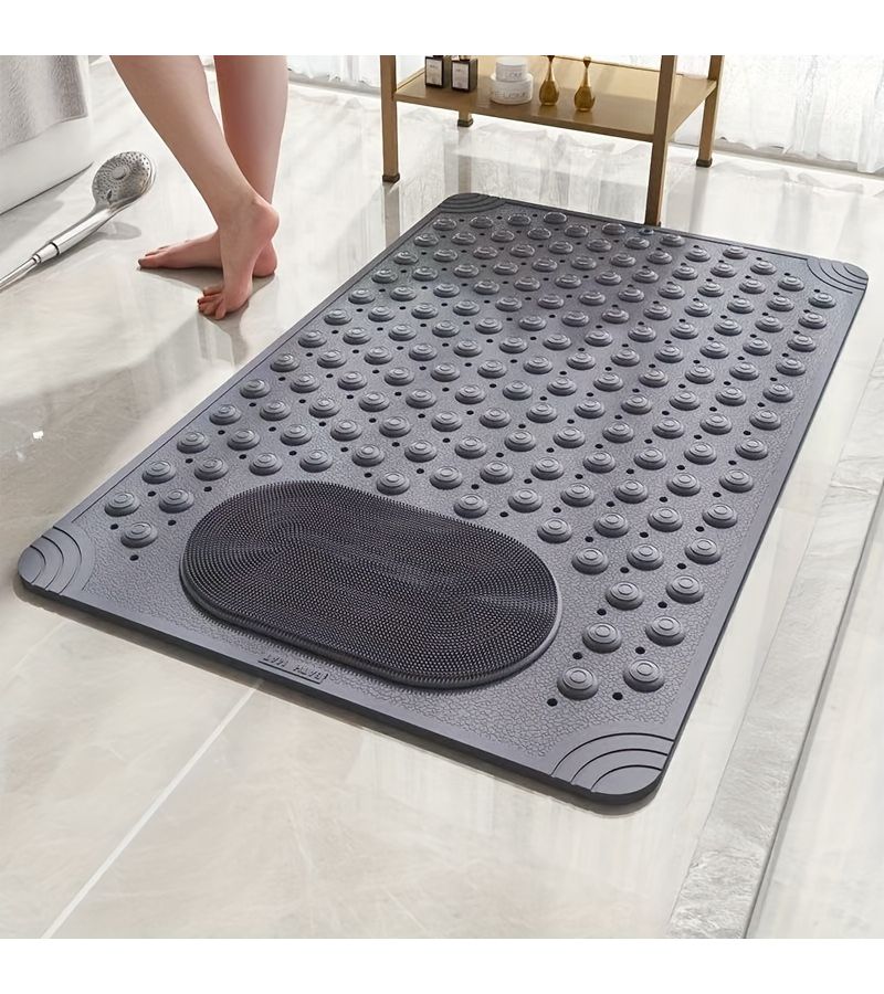 1pc Grey Non Slip Massage Shower Mat Rectangular Safety Pad For Bathroom Home Must Have Holiday Gift - Image 4