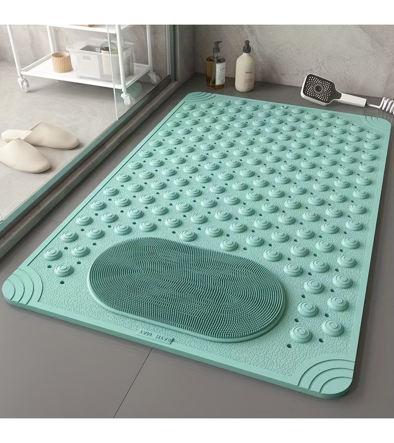 1pc Grey Non Slip Massage Shower Mat Rectangular Safety Pad For Bathroom Home Must Have Holiday Gift - Image 3
