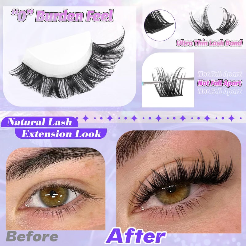 ALICE Lash Clusters Wispy Eyelash Clusters 10-18mm 168pcs Cluster Eyelash Extensions Natural Volume Lash Extensions DIY Individual Lashes with Soft Thin Band - Image 5