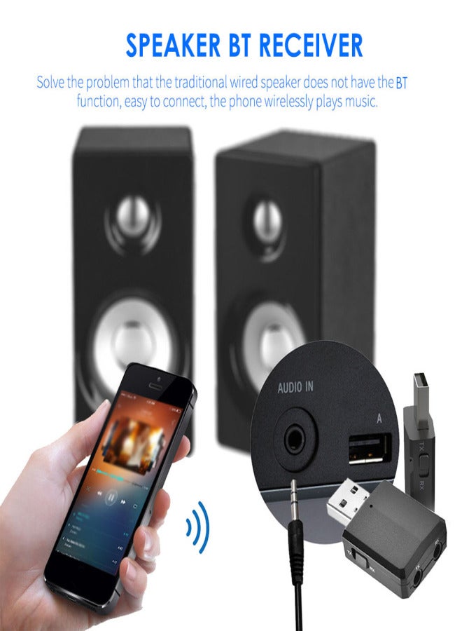 BT 5.0 Wirelessly Receiver Audio Adapter Transmitter 3.5mm Music AUX Car - Image 2