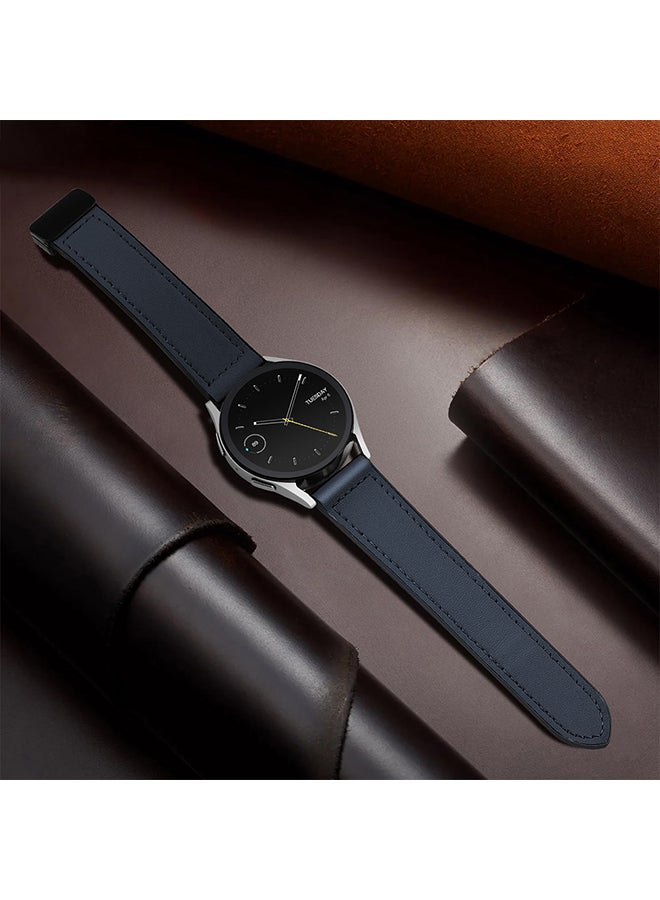 O Ozone Leather Silicone Watch Band for Samsung Galaxy Watch Ultra LTE 47mm /Galaxy Watch 3 45mm 22mm Replacement Strap with D-Buckle Wristband- Midnight Blue - Image 4