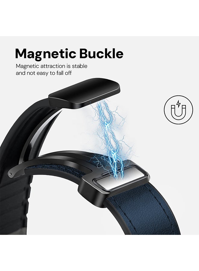 O Ozone Leather Silicone Watch Band for Samsung Galaxy Watch Ultra LTE 47mm /Galaxy Watch 3 45mm 22mm Replacement Strap with D-Buckle Wristband- Midnight Blue - Image 2