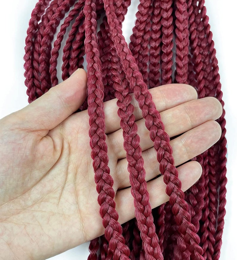 Chicmoi Box Braid Crochet Hair 20 Inch Burgundy Crochet Box Braids BUG Pre Looped Goddess Box Braids Crochet Hair 6 Packs Medium Size Burgundy Red Crochet Braids for Black Women(20in box braids 6 packs, BUG) - Image 4