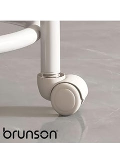 brunson Modern Rotating Backrest Stool with Quiet Wheels - Faux Leather & Cotton, Perfect for Living Room or Entryway  - Image 3