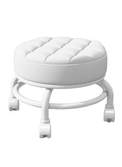brunson Modern Rotating Backrest Stool with Quiet Wheels - Faux Leather & Cotton, Perfect for Living Room or Entryway  - Image 1