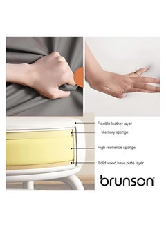 brunson Modern Rotating Backrest Stool with Quiet Wheels - Faux Leather & Cotton, Perfect for Living Room or Entryway  - Image 5