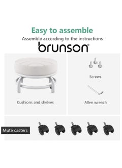 brunson Modern Rotating Backrest Stool with Quiet Wheels - Faux Leather & Cotton, Perfect for Living Room or Entryway  - Image 4