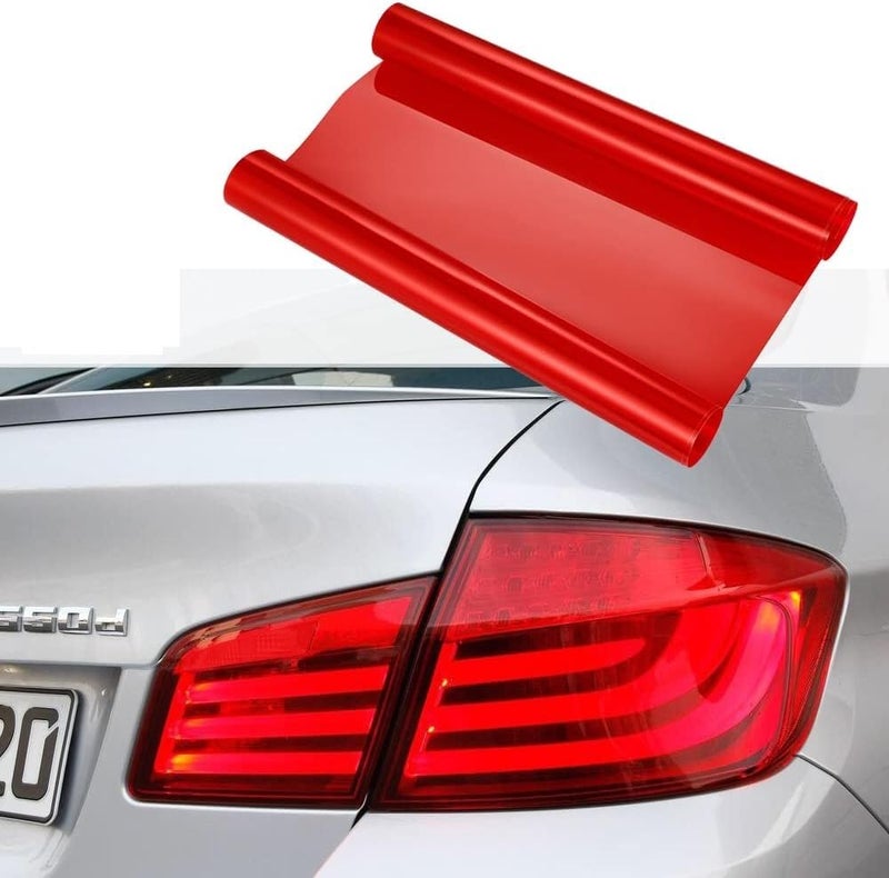 SUNBIRD Headlight Tint Self Adhesive Auto Car Tint Headlight Taillight Fog Light Vinyl Smoke Film Sheet Sticker Cover Red, (12 x 24 Inch) - Image 1
