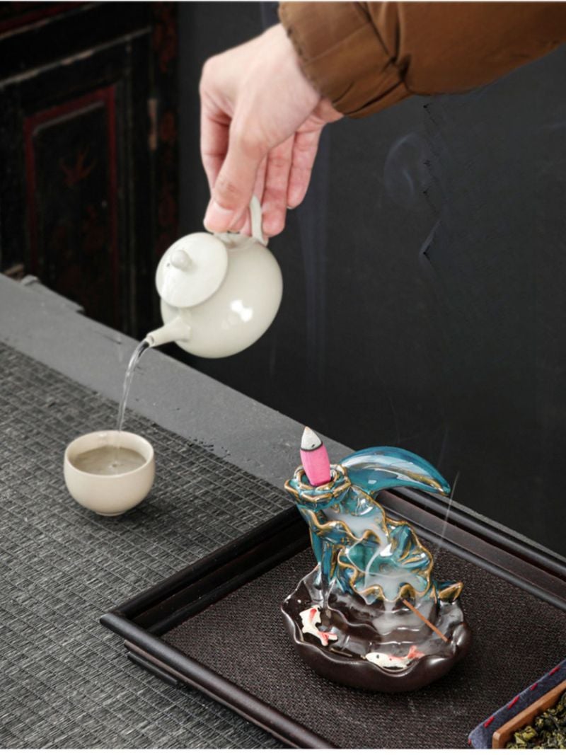 Incense Stand: Miniature Landscape Design - Smoke Drifting Aromatherapy Burner for Home Office Yoga Room Tea Ceremony Meditation Relaxation - Image 4