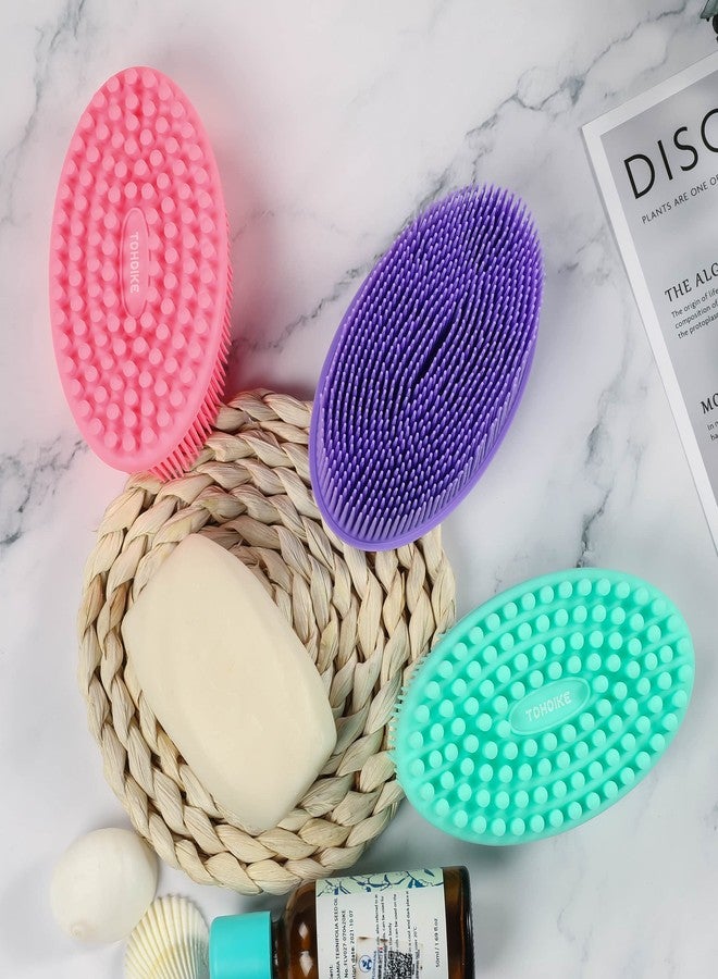 TDHDIKE Silicone Body Scrubber Loofah - Set of 3 Soft Exfoliating Body Bath Shower Scrubber Loofah Brush for Sensitive Kids Women Men All Kinds of Skin(Purple/Green/Pink) - Image 4